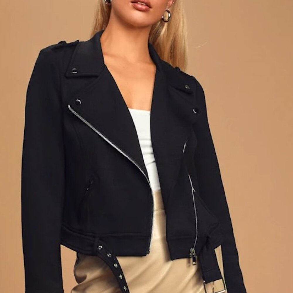 Love With An Attitude Black Knit Moto Jacket